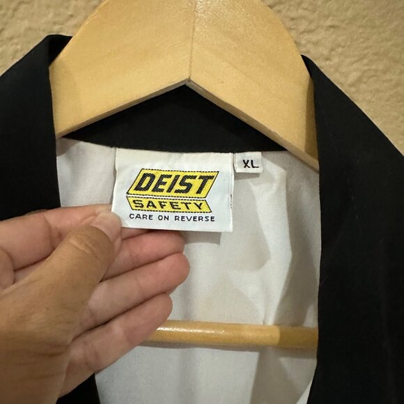 Deist Button Shirt Mens Size XL Safety Racing Button Black White Retro Workwear - Picture 3 of 9